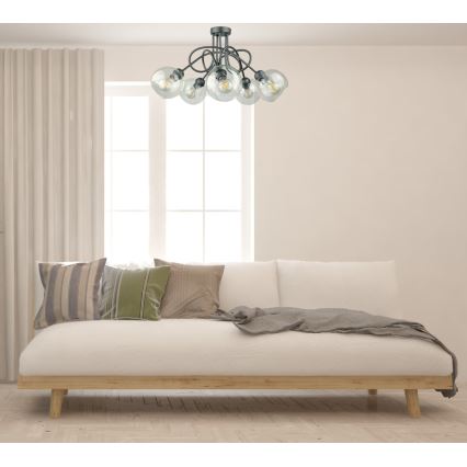 Kiinteä kattokruunu EVIE 5xE27/60W/230V antrasiitti/läpinäkyvä