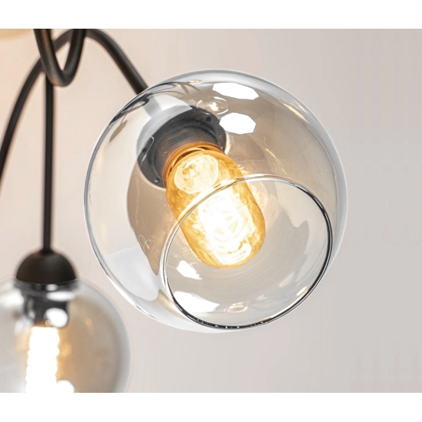 Kiinteä kattokruunu EVIE 5xE27/60W/230V antrasiitti/läpinäkyvä