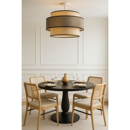 Kiinteä kattokruunu GRACE 1xE27/60W/230V halkaisija 40 cm kerma/harmaa