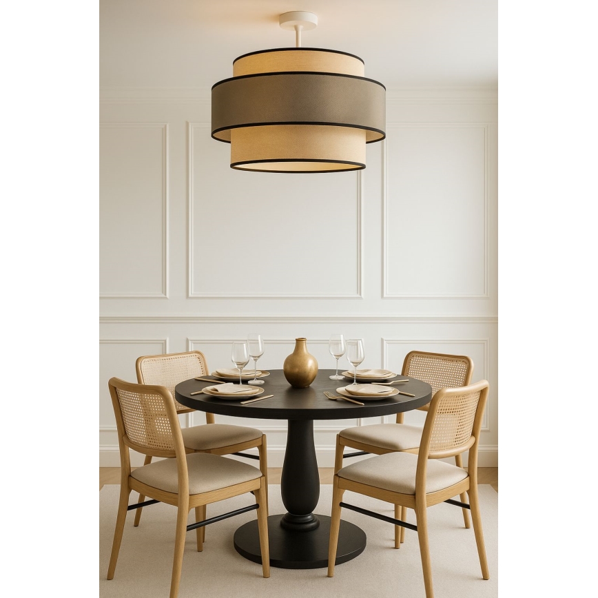 Kiinteä kattokruunu GRACE 1xE27/60W/230V halkaisija 40 cm kerma/harmaa