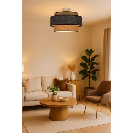 Kiinteä kattokruunu GRACE 1xE27/60W/230V halkaisija 40 cm kerma/ruskea