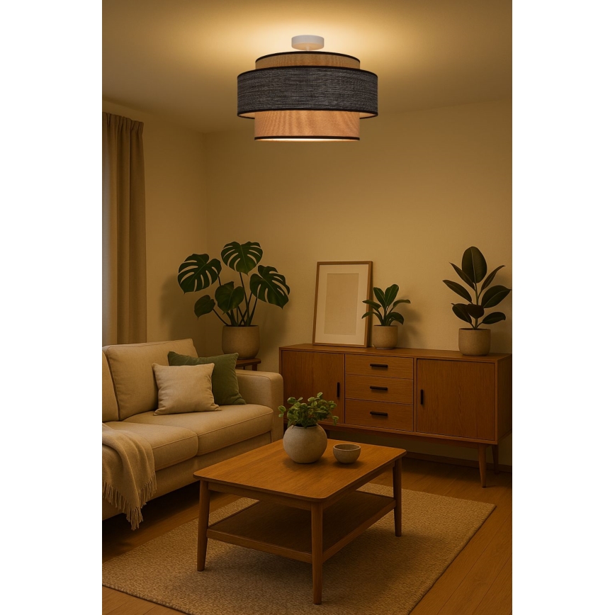 Kiinteä kattokruunu GRACE 1xE27/60W/230V halkaisija 40 cm kerma/ruskea