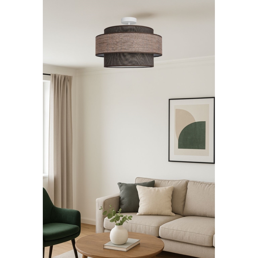 Kiinteä kattokruunu GRACE 1xE27/60W/230V halkaisija 40 cm ruskea/beige