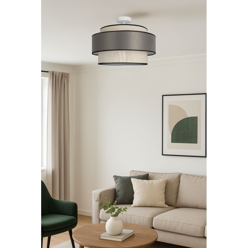 Kiinteä kattokruunu GRACE 1xE27/60W/230V kerma/harmaa