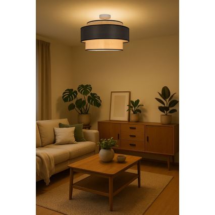 Kiinteä kattokruunu GRACE 1xE27/60W/230V kerma/harmaa