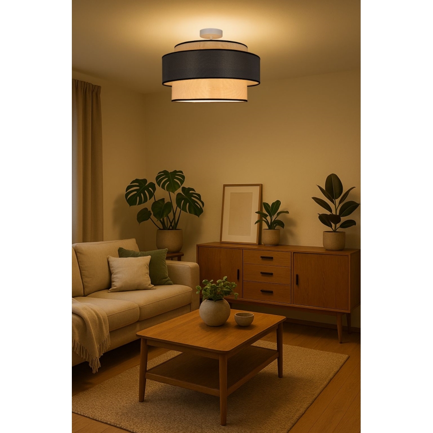 Kiinteä kattokruunu GRACE 1xE27/60W/230V kerma/harmaa