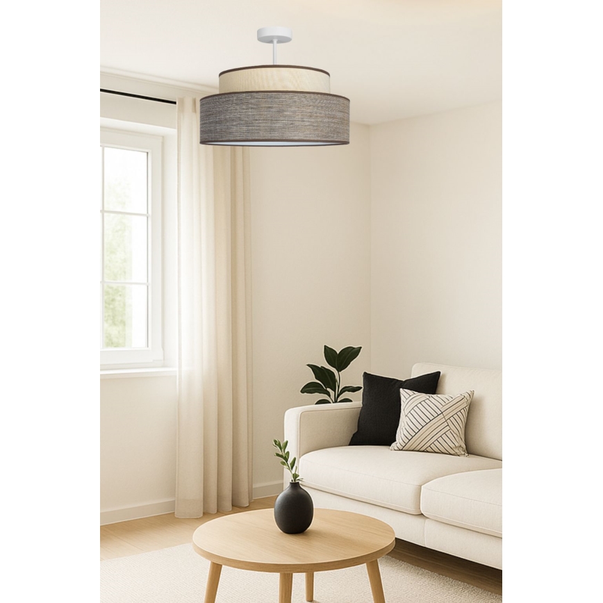 Kiinteä kattokruunu GRACE 1xE27/60W/230V kerma/ruskea