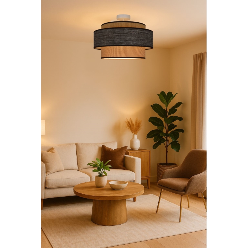 Kiinteä kattokruunu GRACE 1xE27/60W/230V kerma/ruskea