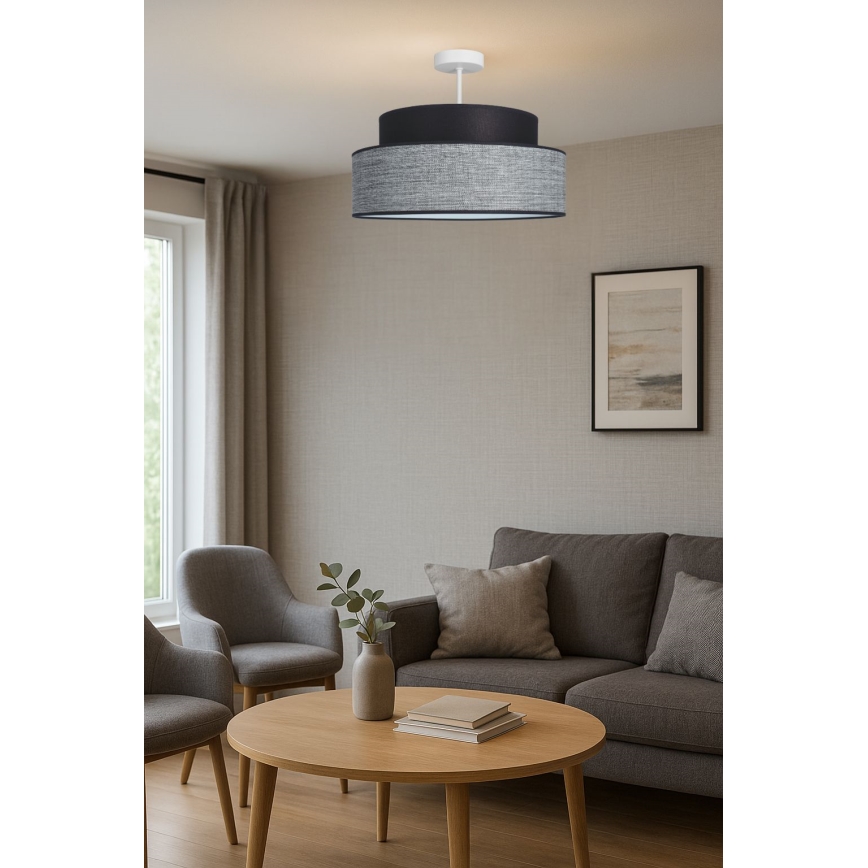 Kiinteä kattokruunu GRACE 1xE27/60W/230V musta/harmaa