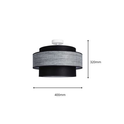 Kiinteä kattokruunu GRACE 1xE27/60W/230V musta/harmaa