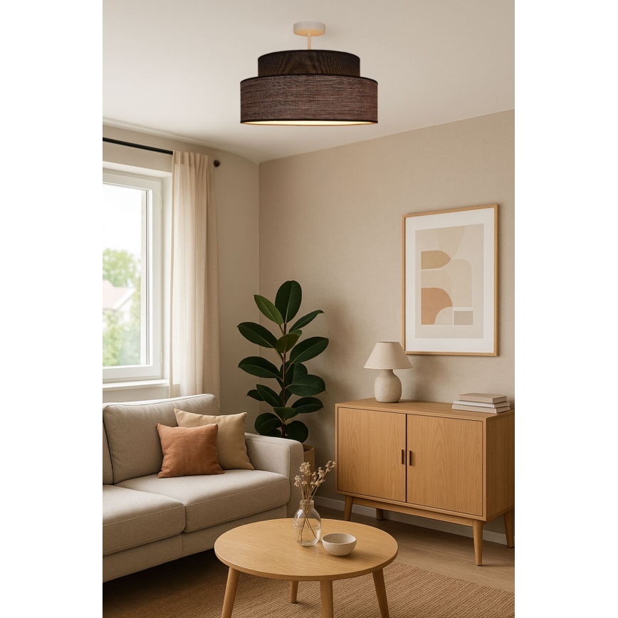 Kiinteä kattokruunu GRACE 1xE27/60W/230V ruskea/beige