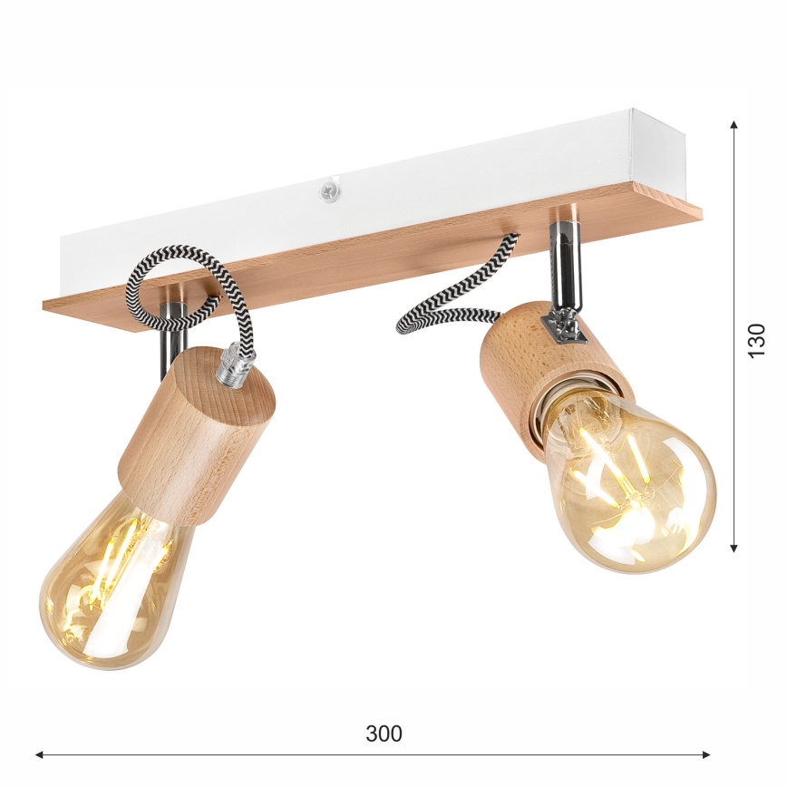 Kiinteä kattokruunu GUSTAVO 2xE27/60W/230V pyökki - FSC sertifioitu