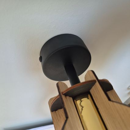 Kiinteä kattokruunu LANDO 1xE27/15W/230V halkaisija 21 cm tammi