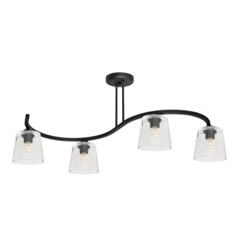 Kiinteä kattokruunu LUCEA 4xE27/15W/230V musta/läpinäkyvä