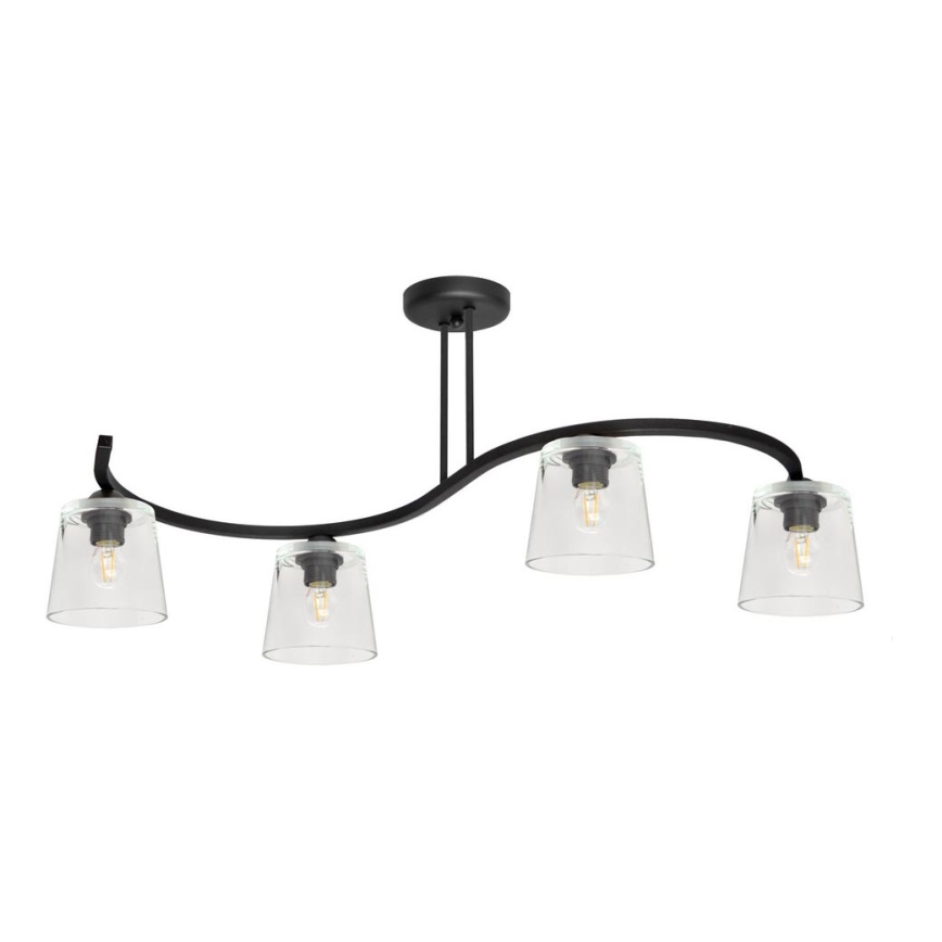 Kiinteä kattokruunu LUCEA 4xE27/15W/230V musta/läpinäkyvä