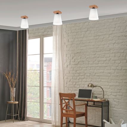 Kiinteä kattokruunu LULA 1xE27/60W/230V tammi