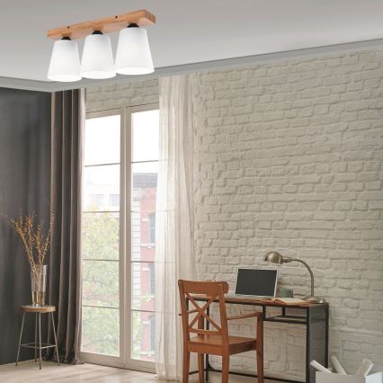 Kiinteä kattokruunu LULA 3xE27/60W/230V tammi