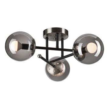 Kiinteä kattokruunu MALENA 3xE14/5W/230V musta/harmaa