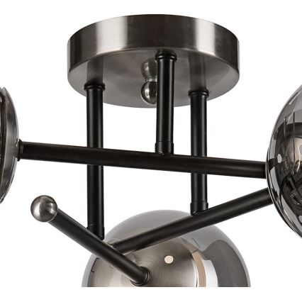 Kiinteä kattokruunu MALENA 3xE14/5W/230V musta/harmaa