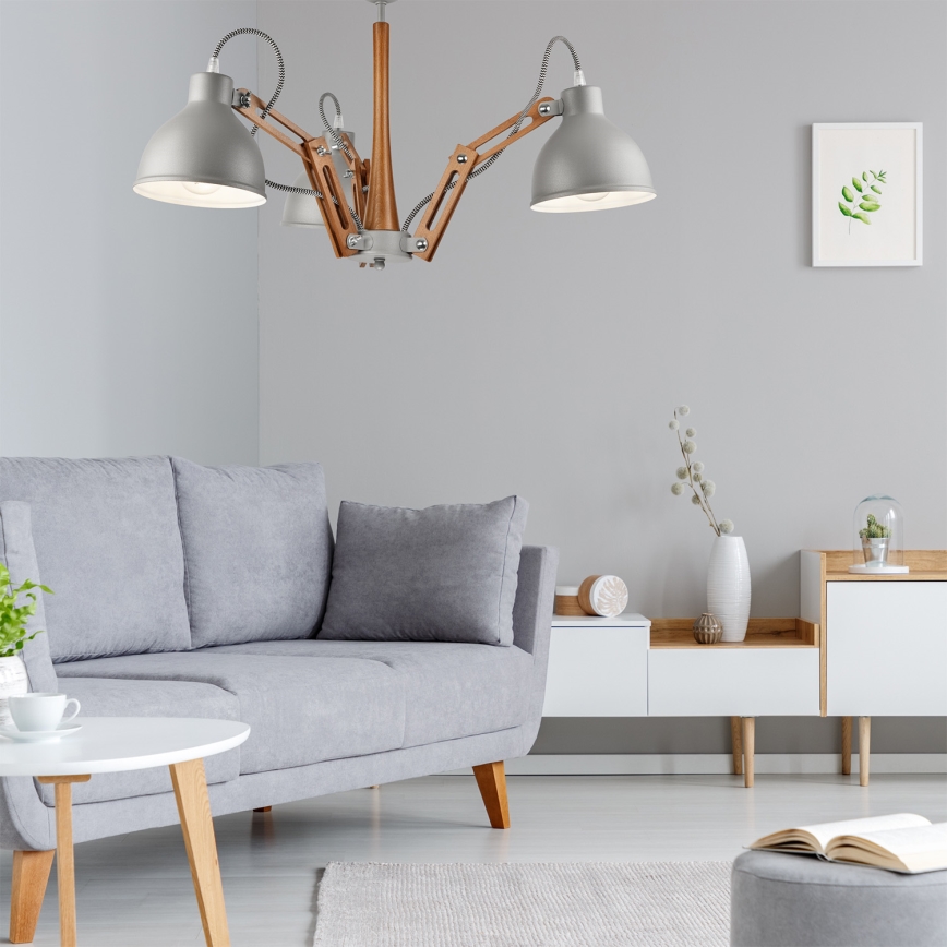 Kiinteä kattokruunu MARCELLO 3xE27/60W/230V pyökki - FSC sertifioitu