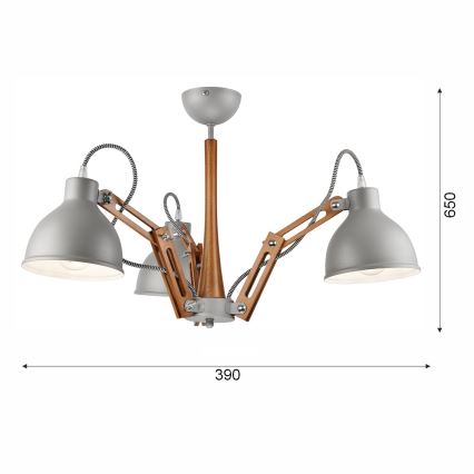 Kiinteä kattokruunu MARCELLO 3xE27/60W/230V pyökki - FSC sertifioitu