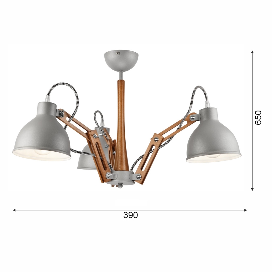 Kiinteä kattokruunu MARCELLO 3xE27/60W/230V pyökki - FSC sertifioitu