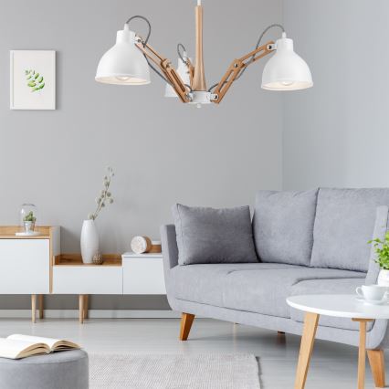 Kiinteä kattokruunu MARCELLO 3xE27/60W/230V pyökki - FSC sertifioitu