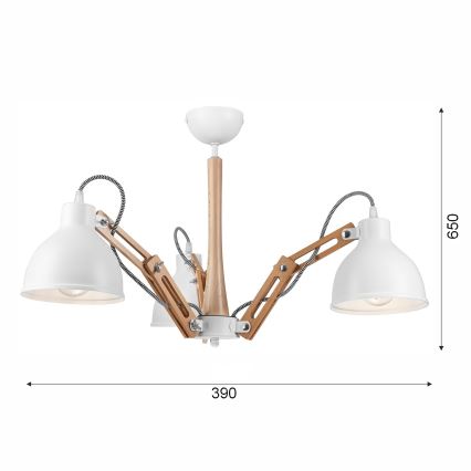 Kiinteä kattokruunu MARCELLO 3xE27/60W/230V pyökki - FSC sertifioitu
