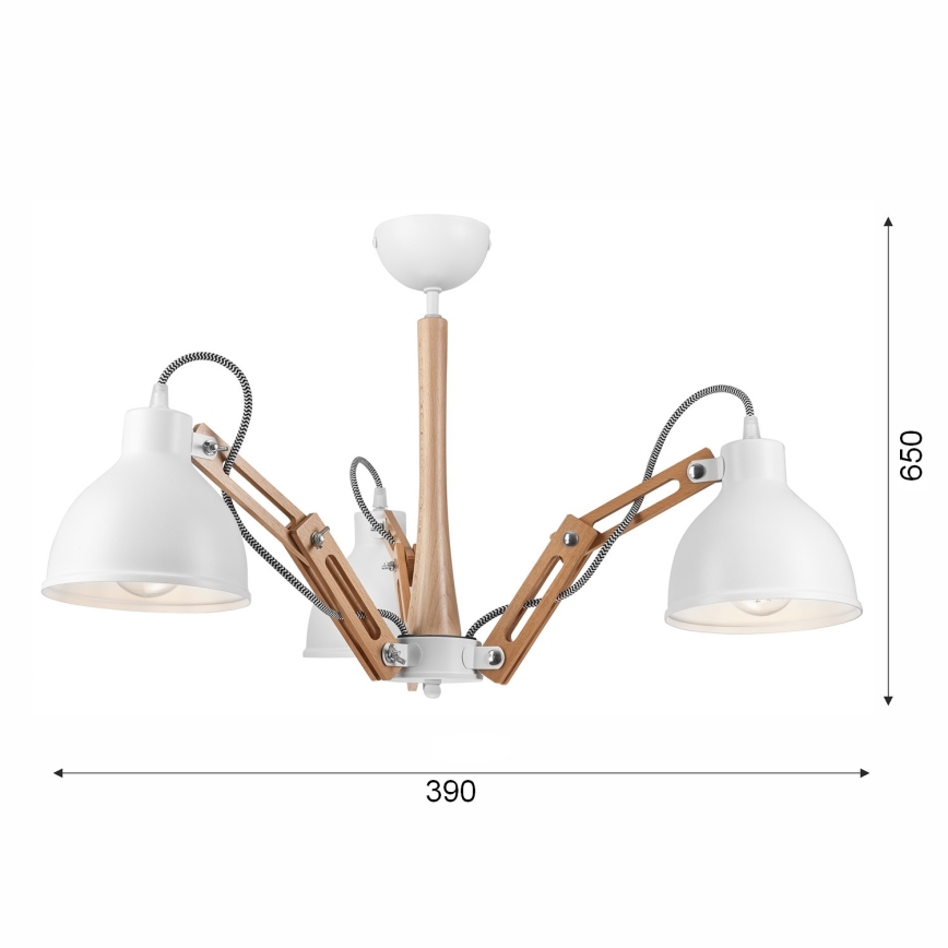 Kiinteä kattokruunu MARCELLO 3xE27/60W/230V pyökki - FSC sertifioitu