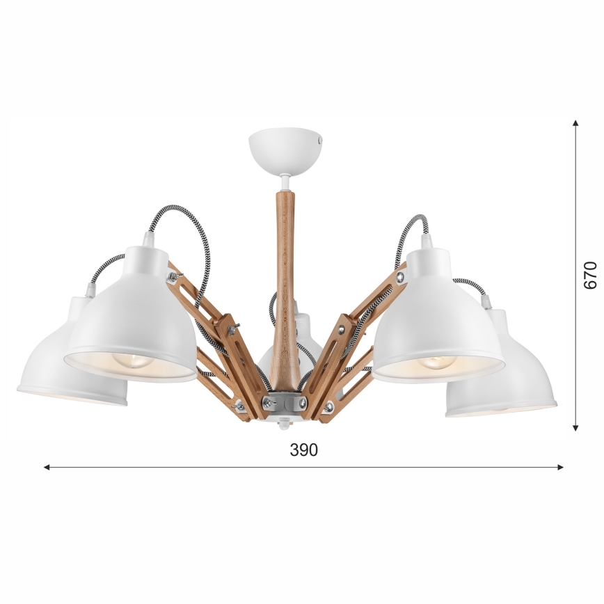 Kiinteä kattokruunu MARCELLO 5xE27/60W/230V - FSC sertifioitu