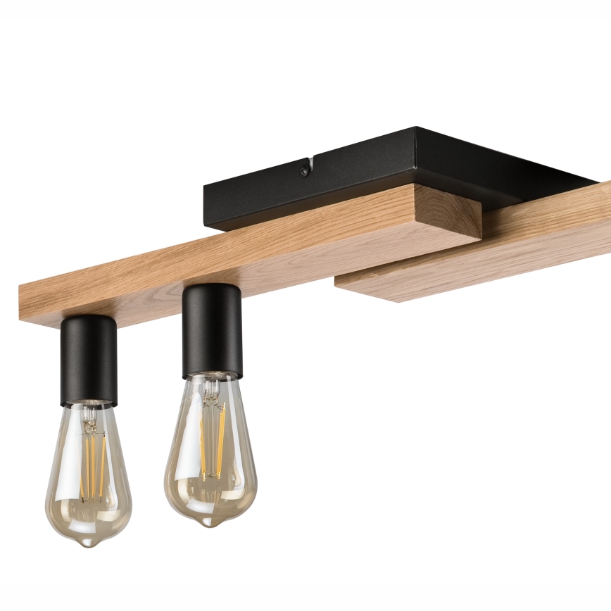 Kiinteä kattokruunu MATTE 2xE27/15W/230V + 3xG9/5W/230V musta/tammi