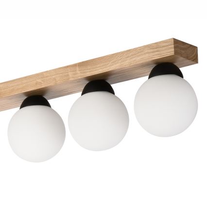 Kiinteä kattokruunu MATTE 2xE27/15W/230V + 3xG9/5W/230V musta/tammi