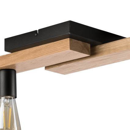 Kiinteä kattokruunu MATTE 2xE27/15W/230V + 3xG9/5W/230V musta/tammi