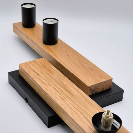 Kiinteä kattokruunu MATTE 2xE27/15W/230V + 3xG9/5W/230V musta/tammi