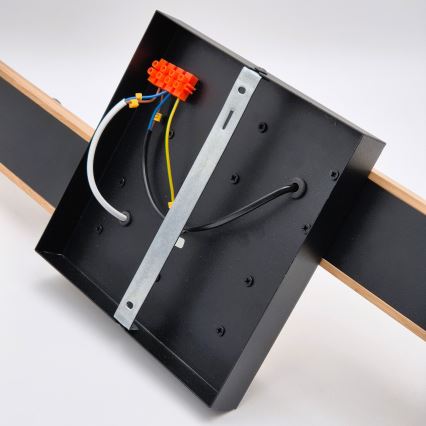 Kiinteä kattokruunu MATTE 2xE27/15W/230V + 3xG9/5W/230V musta/tammi