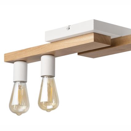 Kiinteä kattokruunu MATTE 2xE27/15W/230V + 3xG9/5W/230V valkoinen/tammi
