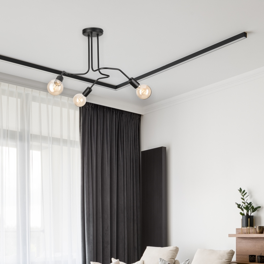 Kiinteä kattokruunu MATYLDA 3xE27/60W/230V musta