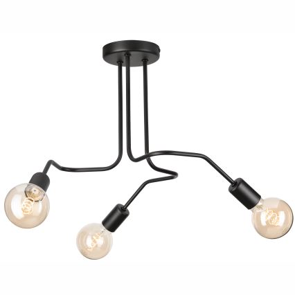 Kiinteä kattokruunu MATYLDA 3xE27/60W/230V musta