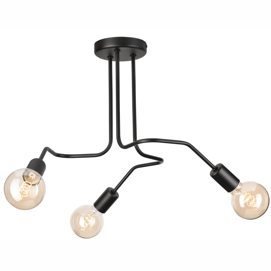Kiinteä kattokruunu MATYLDA 3xE27/60W/230V musta