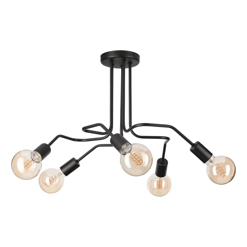 Kiinteä kattokruunu MATYLDA 5xE27/60W/230V musta