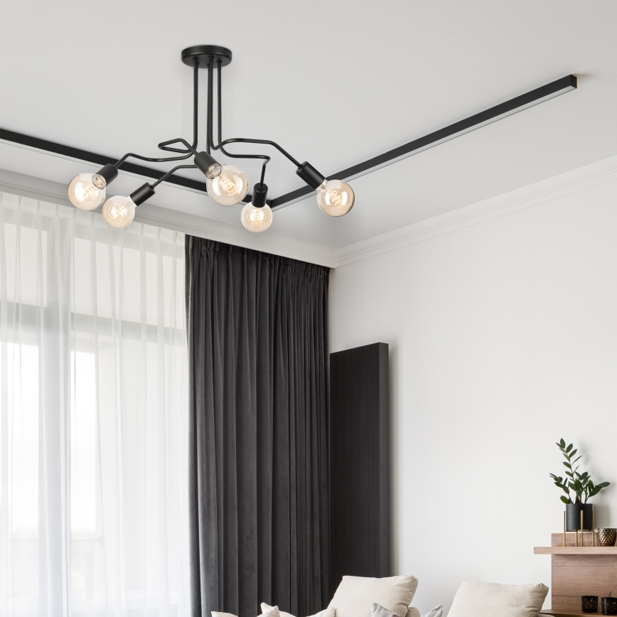 Kiinteä kattokruunu MATYLDA 5xE27/60W/230V musta