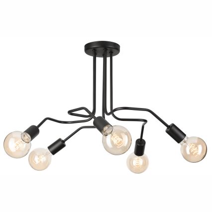 Kiinteä kattokruunu MATYLDA 5xE27/60W/230V musta