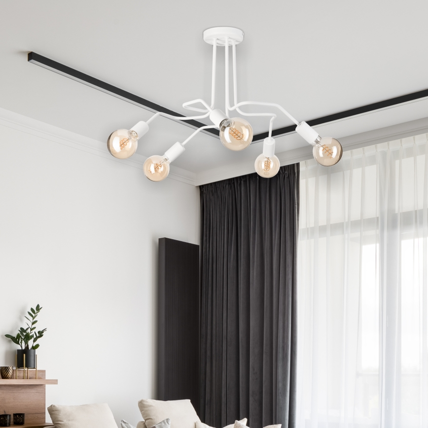 Kiinteä kattokruunu MATYLDA 5xE27/60W/230V valkoinen