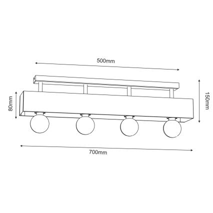 Kiinteä kattokruunu MILUZA 4xE27/15W/230V