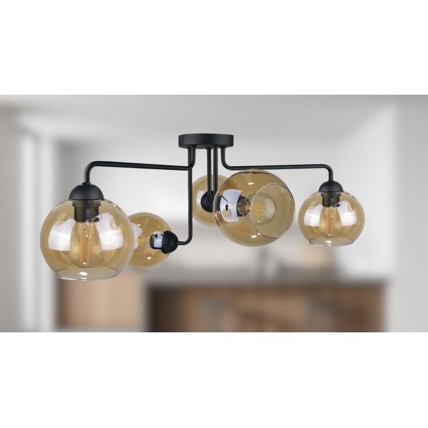 Kiinteä kattokruunu MONDE BLACK 5xE27/60W/230V