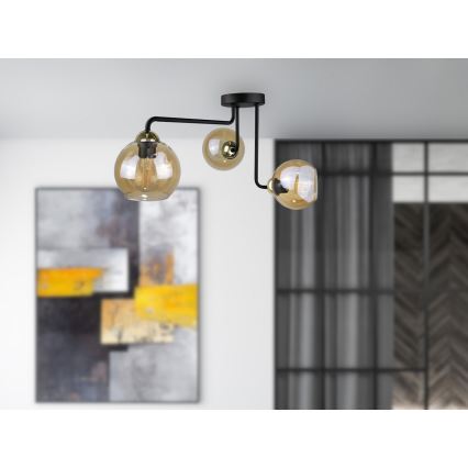 Kiinteä kattokruunu MONDE GOLD 3xE27/60W/230V