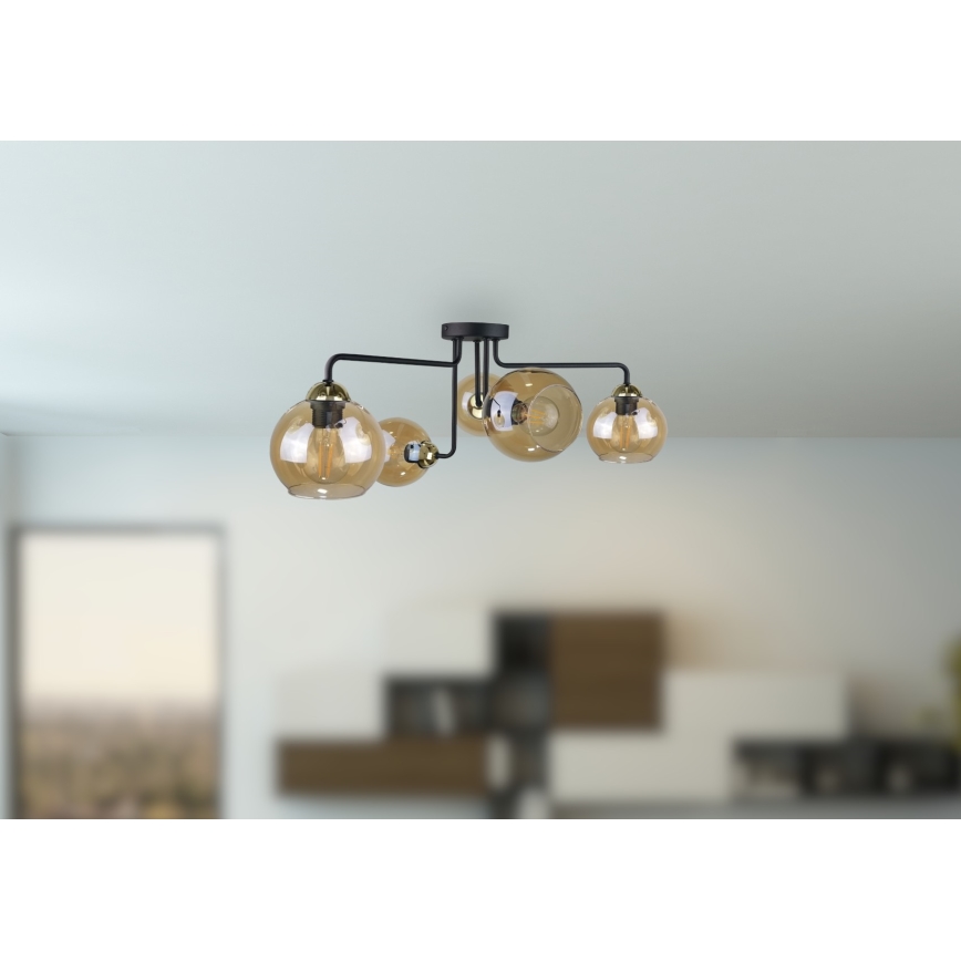 Kiinteä kattokruunu MONDE GOLD 5xE27/60W/230V