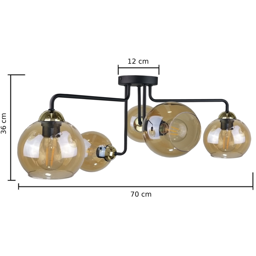 Kiinteä kattokruunu MONDE GOLD 5xE27/60W/230V