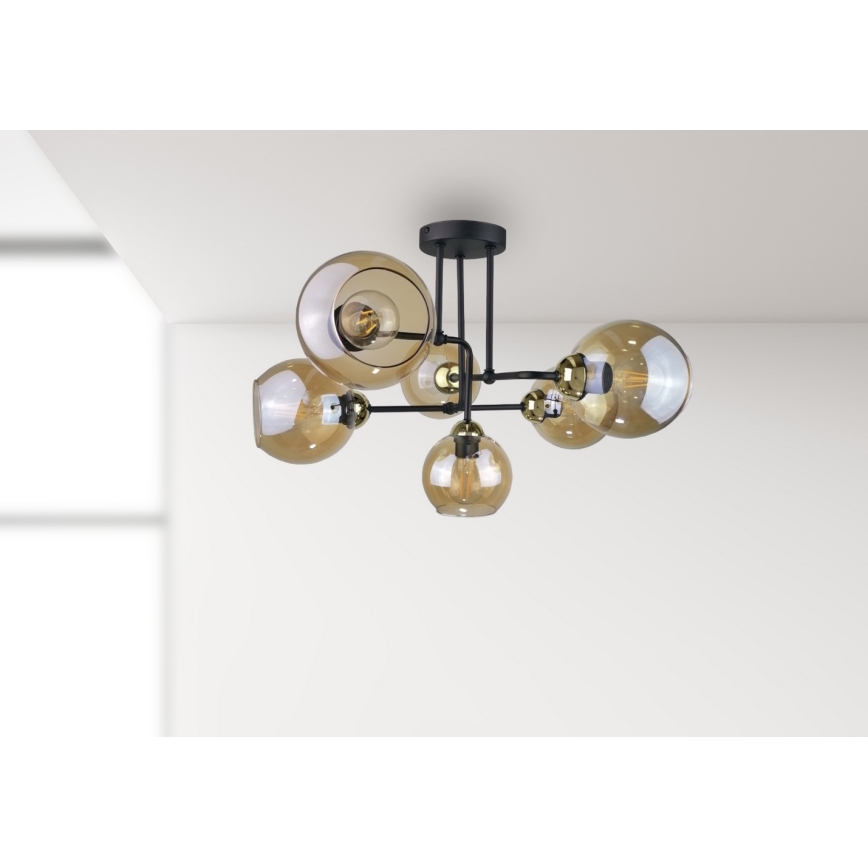 Kiinteä kattokruunu MONDE GOLD 6xE27/60W/230V