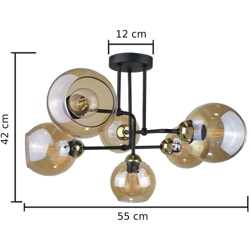 Kiinteä kattokruunu MONDE GOLD 6xE27/60W/230V
